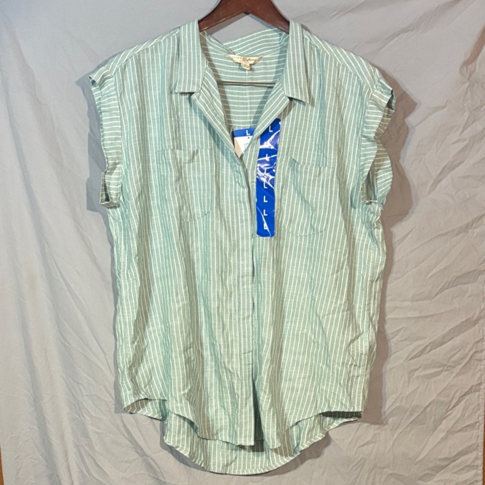 Jach’s Girlfriend Green Striped Shirt NWT